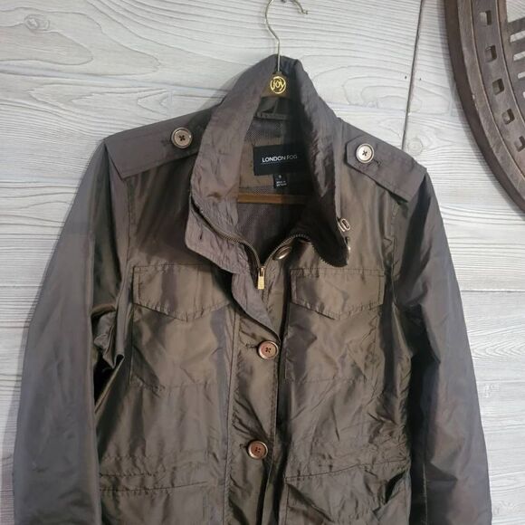 London Fog Green Matalic Shiny Jacket Womens SZ S Nylon - Picture 4 of 7